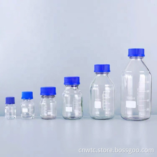 High BORO Silicone 3.3 Glass Reagent/Media Bottle with Blue Screw Cap: 100-20000ml Laboratory Glassware